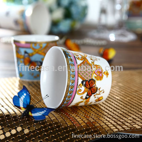 Luxury Fine New Bone China Gold Plated Small antique ceramic flower pots